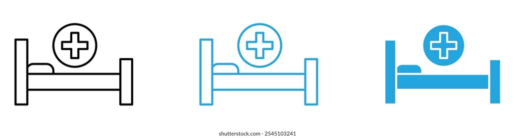 Hospital Sign Icon Set Vector illustration in black