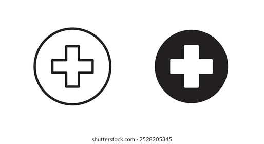 Hospital sign icon in solid and stroke style.