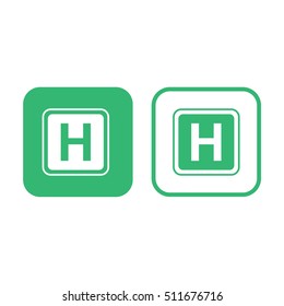 Hospital sign icon vector. Green and white