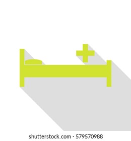 Hospital sign illustration. Pear icon with flat style shadow path.