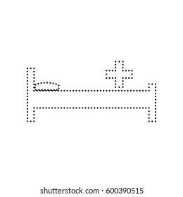 Hospital sign illustration. Vector. Black dotted icon on white background. Isolated.