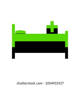 Hospital sign illustration. Vector. Green 3d icon with black side on white background. Isolated.