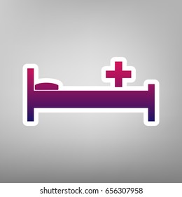 Hospital sign illustration. Vector. Purple gradient icon on white paper at gray background.