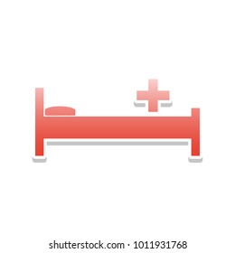 Hospital sign illustration. Vector. Reddish icon with white and gray shadow on white background. Isolated.