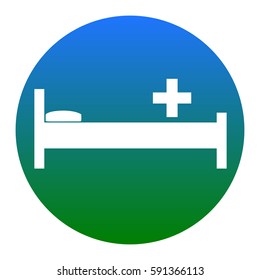 Hospital sign illustration. Vector. White icon in bluish circle on white background. Isolated.