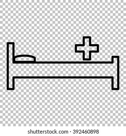 Hospital sign. Line icon on transparent background