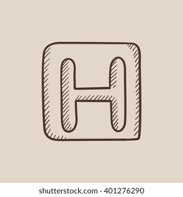 Hospital sign sketch icon.