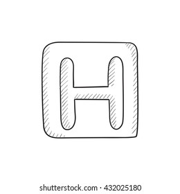 Hospital sign vector sketch icon isolated on background. Hand drawn Hospital sign icon. Hospital sign sketch icon for infographic, website or app.