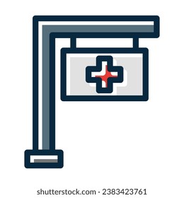 Hospital Sign Vector Thick Line Filled Dark Colors Icons For Personal And Commercial Use.
