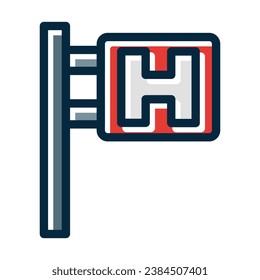 Hospital Sign Vector Thick Line Filled Dark Colors Icons For Personal And Commercial Use.
