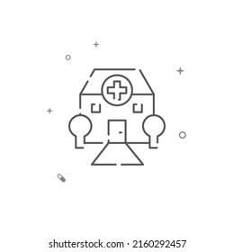 Hospital simple vector line icon. Symbol, pictogram, sign isolated on white background. Editable stroke. Adjust line weight.