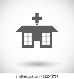 Hospital. Single flat icon on white background. Vector illustration.