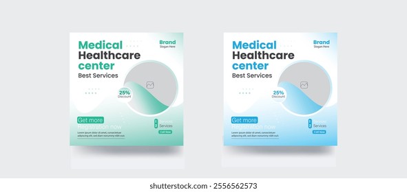Hospital social media post design clinic template
