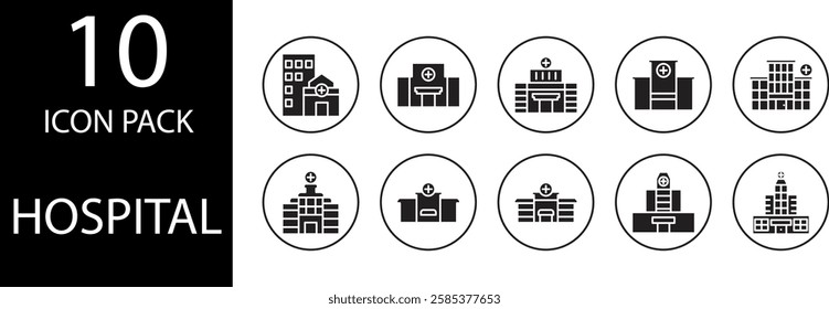 Hospital solid Editable Icons set, A detailed and informative hospital solid icon design, enhancing the user experience in medical applications.