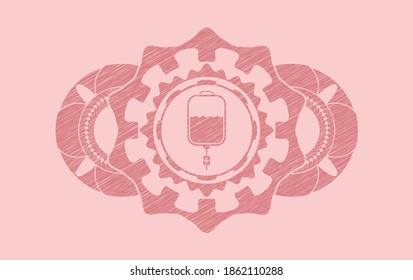 Krankenhaus-Lösung Tasche Symbol in rosafarbenem Schlaganfall Emblem. Rose Farbe exquisite Hintergrund. Künstlerische Illustration. 