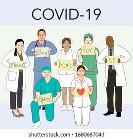 Hospital staff asks for home quarantine during Covid-19. 