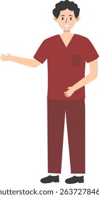 Hospital Staff Character with Smile Expression. National Pharmacist Day. Vector Illustration
