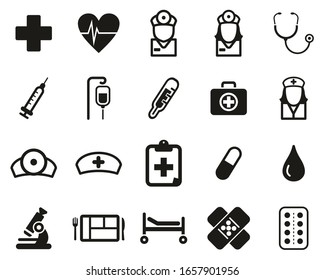 Hospital Staff Equipment Icons Black White Stock Vector (Royalty Free ...