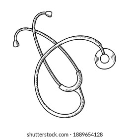 HOSPITAL STETHOSCOPE ON WHITE BACKGROUND IN VECTOR