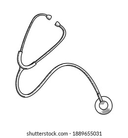 HOSPITAL STETHOSCOPE ON WHITE BACKGROUND IN VECTOR