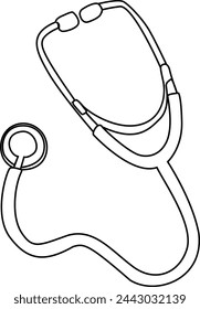 Hospital stethoscope one line art illustration