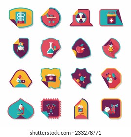 Hospital sticker flat banner background set, eps10