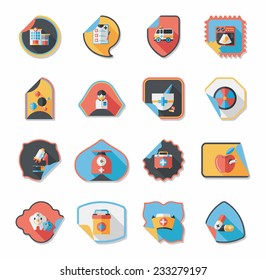 Hospital sticker flat banner background set, eps10