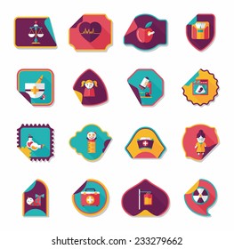 Hospital sticker flat banner background set, eps10