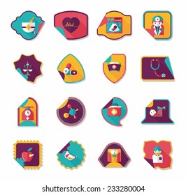 Hospital sticker flat banner background set, eps10