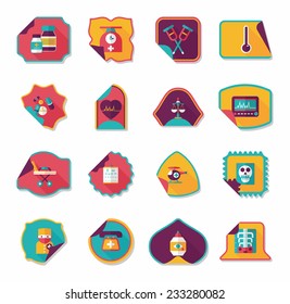 Hospital sticker flat banner background set, eps10