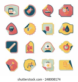 Hospital sticker flat banner background set, eps10