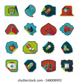 Hospital sticker flat banner background set, eps10