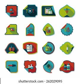 Hospital sticker flat banner background set, eps10