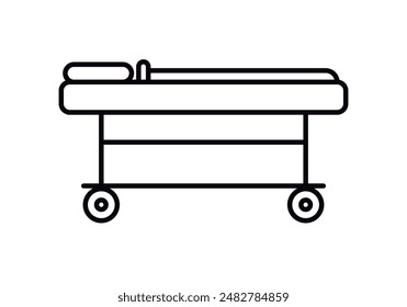 Hospital stretcher black icon on white background