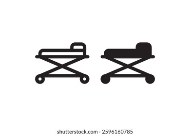 Hospital stretcher icon in black and white Vector