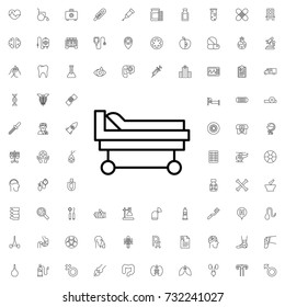 Hospital stretcher icon. set of outline medicine icons.