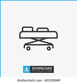 hospital stretcher icon. simple outline hospital stretcher vector icon. on white background.