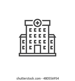 Hospital Symbol. Clinic Building Line Icon, Outline Vector Logo Illustration, Linear Pictogram Isolated On White