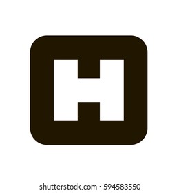 Hospital symbol or logotype minimalistic vector on yellow background