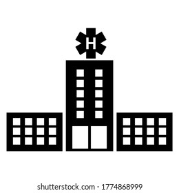 Hospital symbol, Medical health icon isolated on white background. Emergency design