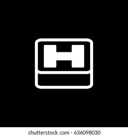 Hospital Symbol. Simple Flat Design Isolated on Black