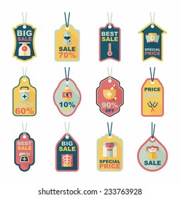 Hospital tag flat banner background set, eps10