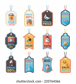 Hospital tag flat banner background set, eps10
