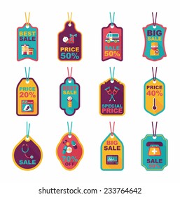Hospital tag flat banner background set, eps10