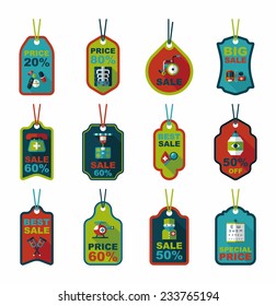 Hospital tag flat banner background set, eps10