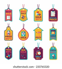 Hospital tag flat banner background set, eps10