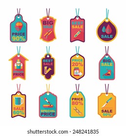 Hospital tag flat banner background set, eps10