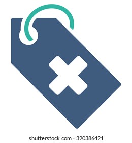 Hospital Tag vector icon. Style is bicolor flat symbol, cobalt and cyan colors, rounded angles, white background.
