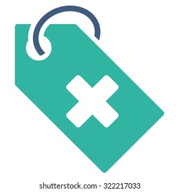 Hospital Tag vector icon. Style is bicolor flat symbol, cobalt and cyan colors, rounded angles, white background.