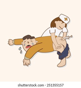 hospital theme nurse and patient elements vector